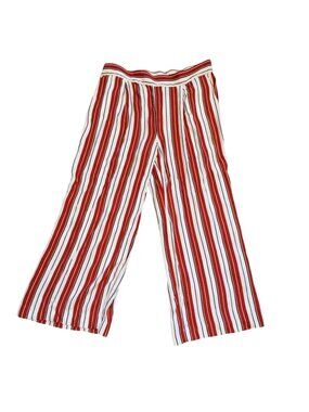 LOFT Womens Striped Wide Leg, Cropped Pants-L-GUC